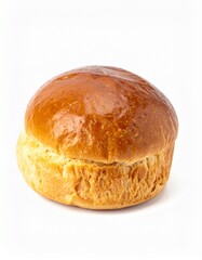 Soft brioche bun isolated on white background with full depth of field for dessert or pastry concept