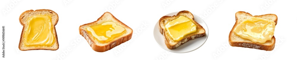 Poster set of slices of toasted bread with butter. isolated on transparent background