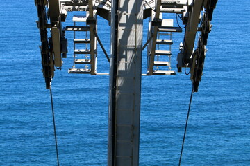 Close-up of parts of the cable car