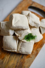 Pile of white tofu 