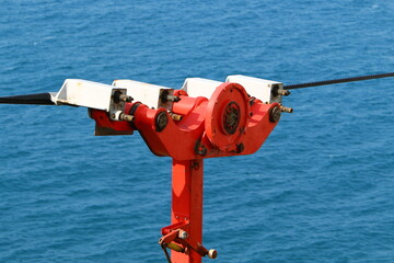 Close-up of parts of the cable car