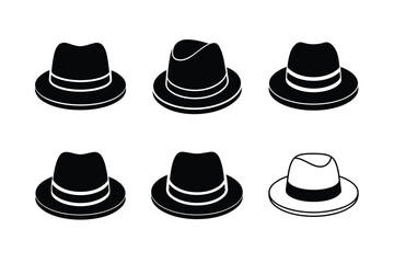 classic homburg hat front view icon style