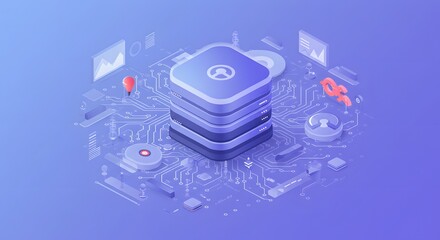Isometric Data Server with Circuit Board