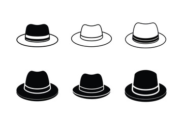 classic homburg hat front view flat icon
