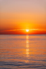 Beautiful red and orange sunrise over the sea.