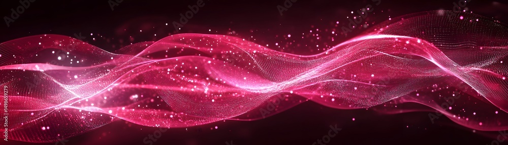 Aufkleber abstract flowing pink lines with shimmering particles.