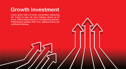 Modern business finance arrow up increase target growth investment background design. Web template banner, infographic, landing page, social media.