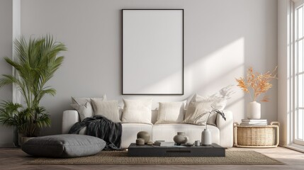 Modern Minimalist Living Room Interior Design Mockup