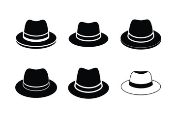 classic homburg hat front view black and white