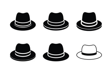 classic homburg hat front view outline art