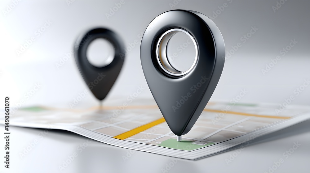 Aufkleber a digital map displaying a location with two pins set, representing ai technology in gps, innovation
