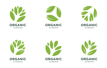 leaf logo design collection for company logos, business and branding digital technology 