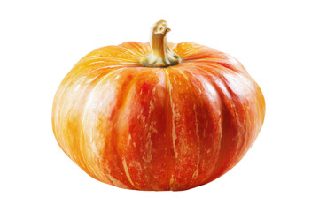 Vibrant striped orange pumpkin isolated on black background, cut out