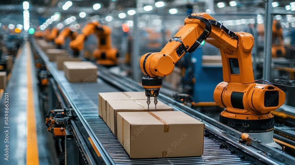 Poster automated assembly line with robots