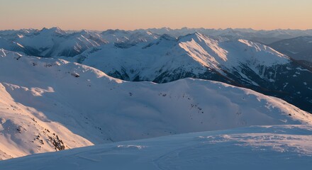 Snowy Mountain Range at Sunrise