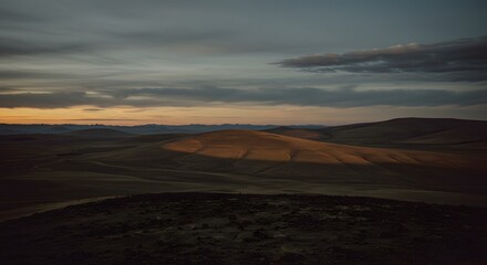 Rolling Hill at Sunset Landscape
