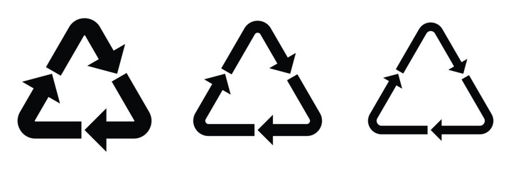 Set of symbols and signs for design of recycle label products. Plastic recycles icons collection. Recycle plastic vector set in triangular shape. Icon set of hdpe, pp, pet, Ecological recycle codes. 