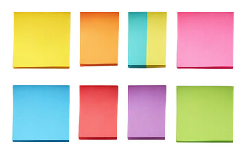 Fototapeta premium Colorful sticky notes for office organization and reminders on black background on transparent background