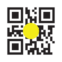 QR Code with Yellow Circle Vector EPS Illustration