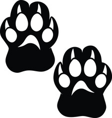 Pair of Black and White Clawed Animal Paw Prints