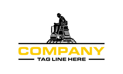 riding trowel machine, concret logo vector