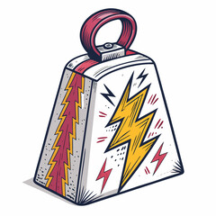 Render a pastel-colored cowbell with sharp claws emerging from its base, adorned with an unsettling, pale blush.  White background.