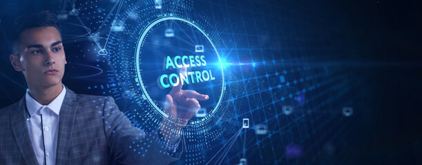 Business, Technology, Internet and network concept. Virtual display: Access control.