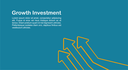 Modern business finance arrow up increase target growth investment background design. Web template banner, infographic, landing page, social media.