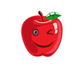 red apple with a smile