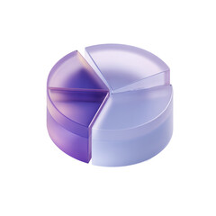 A translucent 3D pie chart graphic representing data analysis and business insights