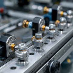 Naklejka premium Torque wrench calibration line robotic arms