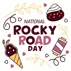 NATIONAL ROCKY ROAD DAY vector illustration