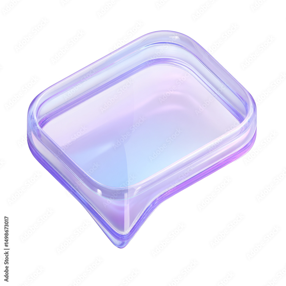 Poster abstract iridescent transparent object rendered with smooth reflections and soft light