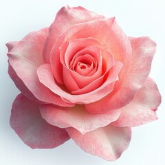 Close-up of a delicate pink rose in full bloom with soft petals and gentle gradient shades conveying beauty and serenity