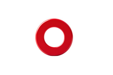 Glossy red circular shape with central void on white background, cut out