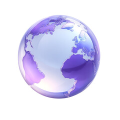 Naklejka premium Shiny glass globe of planet Earth with continents and oceans on black background