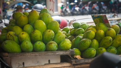 Pile of Fresh Green Mangoes