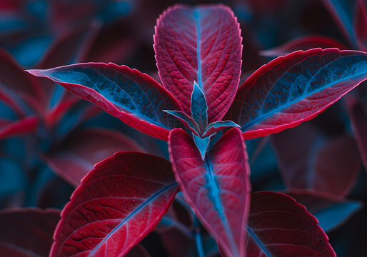 Stunning Red  Blue Iresine Herbsii CloseUp Plant Photography isolated on transparent background