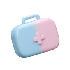 Miniature first aid kit with pastel color split design symbolizing healthcare and emergency preparedness