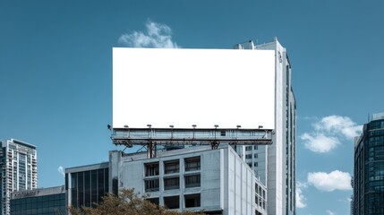 Obraz premium Blank Billboard in City Skyline Mockup