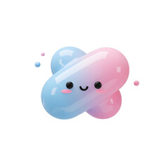 Cute cartoon bubble characters with smiling faces in soft pastel colors