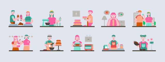 Dessert illustration set. Flat vector illustration concept.