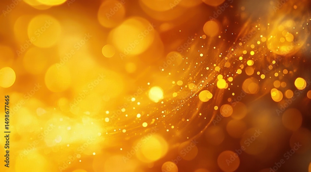 Poster abstract golden glowing light particles and bokeh effect creating a warm and magical atmosphere