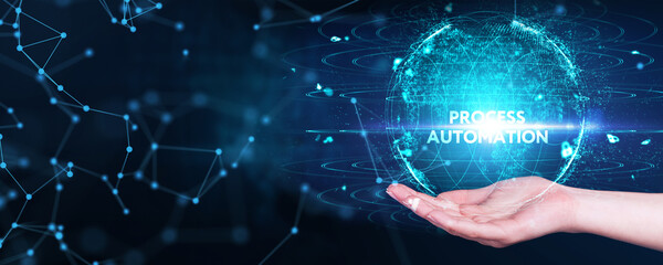 Business process automation, industrial technology innovation, optimization concept. 3d illustration