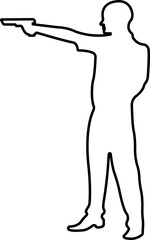 Pointing gun Shooting range icon in line isolated on transparent background 