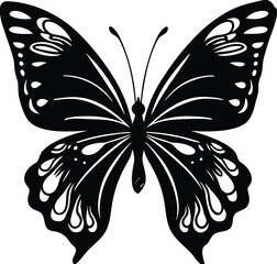 Elegant Black and White Butterfly Illustration