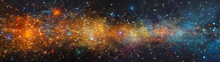 Obraz premium Colorful network of interconnected points in space.