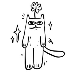 Cat line drawing, cute pattern drawn for templates.2
