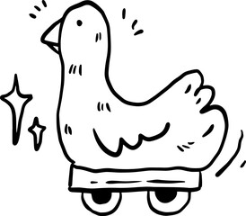 duck line drawing, cute pattern drawn for templates.