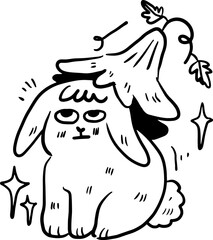 rabbit line drawing, cute pattern drawn for templates.